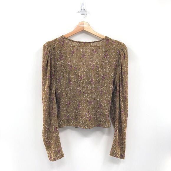 ASTR THE LABEL Twist Front ‎ Mustard Floral Top  M - Picture 7 of 10